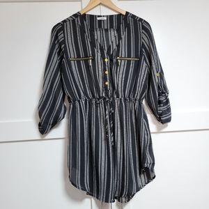 🎁FREE ADD ON - Ardene Long Blouse - Black & White (M)